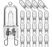(As show, One size) 20Pcs G9 Halogen Light Bulbs,25W Clear Halogen Lamps Dimmable,Warm White 2800K for Chandeliers,Pend