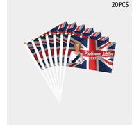 (As show, One size) 20PCS Queen Elizabeths Plat-inum Jubilee Flags, 5.5x8.3 Inch Union Jack Hand Waving Flag for Her Majesty The Queen 70th Anniversary, Street Party Souv