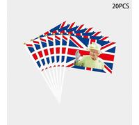 (As show, One size) 20PCS Queen Elizabeths Plat-inum Jubilee Flags, 5.5x8.3 Inch Union Jack Hand Waving Flag for Her Majesty The Queen 70th Anniversary, Street Party Souv
