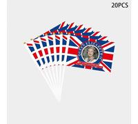 (As show, One size) 20PCS Queen Elizabeths Plat-inum Jubilee Flags, 5.5x8.3 Inch Union Jack Hand Waving Flag for Her Majesty The Queen 70th Anniversary, Street Party Souv