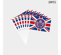 (As show, One size) 20PCS Queen Elizabeths Plat-inum Jubilee Flags, 5.5x8.3 Inch Union Jack Hand Waving Flag for Her Majesty The Queen 70th Anniversary, Street Party Souv