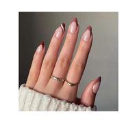 (As show, One size) 24 Sheets Nail Art Round French Brown Wavy Summer Full Coverage Removable DIY Nail Art Stickers