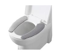 (As show, One size) 2pairs Plush Warm Thick Padded Toilet Seat Cover Mat Non Slip Soft Toilet Seat Cushion Washable Bathroom Warmer With Self-adhesive Tape
