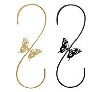 (As show, One size) 2pc Hook Wrought Iron Butterfly Clothespins Multifunctional Hook Feeding Hook