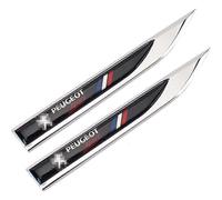(As show, One size) 2pcs 3D Car Fender Side Emblem Badge Label Chrome Metal Sticker Marks Auto Body Styling Decal For Peugeot 206 207 307 3008 2008 308 408 508 301 208