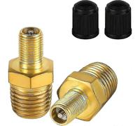 (As show, One size) 2pcs Brass Air Inflator Adapter, 1/4" Npt (m) To Standard Valve For Schrader (m)