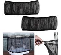 (As show, One size) 2PCS Cage Cover Covers for Bird Cages Mesh Cover Protection Cage, Guard Skirt Mesh Net Nylon Bird Cage Seed Collector for Parrot Parakeets Canaries