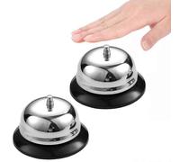 (As show, One size) 2PCS Call Bell 3.94 Inch Diameter, Call Bells with Stainless steel Construction, Desk Bell Service Bell for Hotels, Hotel Bell, Dinner Bell and Teache