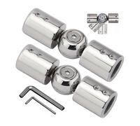 (As show, One size) 2PCS Curtain Rods Corner Connector, Adjustable Curtain Rod Corner Connector for 1 Inch Bay Window Curtain Rods(Silver)