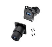 (As show, One size) 2Pcs D Type Metal USB3.0 Socket Female to Female USB 3.0 Connector D-Type USB Panel Mounting Solderless Signal Coupler