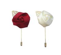 (As show, One size) 2PCS Gentleman's Essentials Premium Handmade Flower Lapel Pin Boutonniere