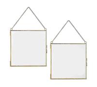 (As show, One size) 2Pcs Glass Frame compatible with Pressed Flowers, Leaf and Artwork - Hanging Square Metal Picture Frames,Clear