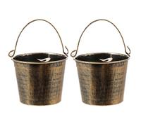 (As show, One size) 2Pcs Iron Desktop Ashtrays Retro Bucket Shape Ash Containers Home Decors