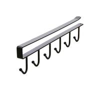 (As show, One size) 2pcs Mug Cups Glasses Storage Hooks Kitchen Utensils Ties Belts And Scarf Hang Rack Holder Under Cabinet Hook Without Drilling black)