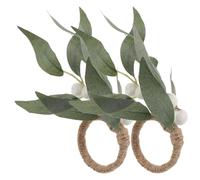 (As show, One size) 2pcs Napkin Rings Green Leaf Napkin Rings Decor Leaf Farmhouse Napkin Ring