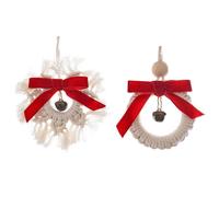 (As show, One size) 2Pcs Nordic Style Bell Pendants Hand Woven Jingle Bell Pendants Car Hanging Pendants