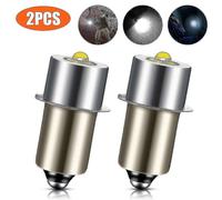 (As show, One size) 2PCS P13.5S 6500K White LED Upgrade Bulbs 3W Compatible with DC6V - 24V Maglite Cell Flashlight