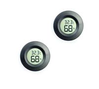 (As show, One size) 2pcs Round Recessed Digital Electronic Temperature Humidity Meter for Reptiles and Pets in Black Acrylic Box