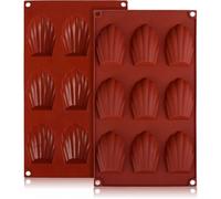 (As show, One size) 2pcs Silicone Madeleine Molds with 9 Cavities, Non-Stick Mold for Pastry, Pudding, Chocolate