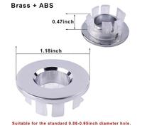 (As show, One size) 2Pcs Sink Overflow Ring Bathroom Kitchen Sink Basin Trim Overflow Cover Insert In Hole Round Caps Sink Overflow Drain Ring Cover (Silver)