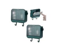 (As show, One size) 2PCS Soap Dish, Soap Box Holder, Soap Saver Case for Shower Bathroom Kitchen, with Hook Wall Mounted No Drilling Self Draining(Green), Keep Soap Bars