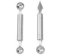 (As show, One size) 2pcs Stainless Steel Fruit Icecream Ball Spoon Stainless Watermelon Baller Fruit Carving Tool