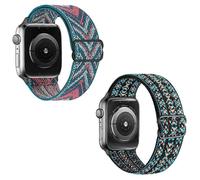 (As show, One size) 2PCS Stretchy Solo Loop Strap Compatible with Apple Watch Bands 38mm 40mm 41mm,Adjustable Stretch Braided Elastics Weave Nylon Women Men for iWatch Se