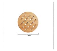 (As show, One size) 2PcsHot Pad Pot Holders Heat Insulation Pads Square Grid Bamboo Placemat Heat Resistant Table Mats(round small 15CM)