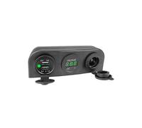 (As show, One size) 3.1A Dual USB Car Charger 12V/24V Cigarette Lighter Socket Outlet Voltmeter with 3 Holes Tent Base for Car Motorcycle Boat ATV