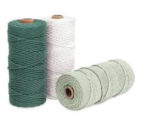 (As show, One size) 3 Colors Macrame Yarn, Macrame Rope 3mm X 100m Natural Macrame Cotton Yarn, Natural Cotton Twine Braided Rope DIY Tapestry, Plant Craft Gift Decoratio