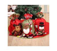 (As show, One size) 3 Large Three-dimensional Linen Christmas Gift Bags, Santa Claus Backpack, Santa Claus Shaped Gift Bag