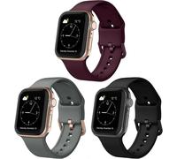 (As show, One size) 3 Pack Compatible with Apple Watch Bands 45mm 44mm 42mm, Soft Silicone Sport Wristbands Replacement Strap with Classic Clasp for iWatch Series SE 7 6