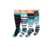(As show, One size) 3 Pairs Plus Size Compression Socks For Women And Men Wide Calf 20-30mmhg Extra Large Knee High Support For Circulation-black/blue/green-4x-large