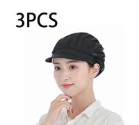 (As show, One size) 3 Pcs (black, one size) Chef's Beret Unisex Kitchen Hat with Mesh Work for Workshop Factory Kitchen Catering Bakery