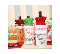 (As show, One size) 3 Pcs Christmas Red Wine Bottle Bag Cover Table Party Table Decor-wine Bottle Cover For Decoration Christmas Gift