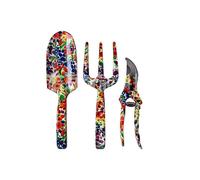 (As show, One size) 3 Piece Aluminum Garden Tools with Red Print - Trowel, Transplanter, Pruner, Gardening Gift Set (Red)