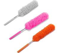 (As show, One size) 3 Pieces Microfiber Duster, Washable Bendable Duster Duster Brush with Extendable Pole for Home, Office and Cars
