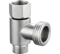 (As show, One size) 3-way 3/8" and 1/2" 3 Way Adapter Tee Connector Stainless Steel 3/8" Water Line T Fitting Brushed Nickel