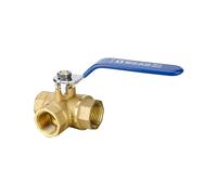 (As show, One size) 3-way ball valve (L-connection) series, lever handle, female thread (DN20 3/4"), forged brass