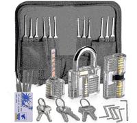 (As show, One size) 30-piece Lock Picking Set, Lock Pick Set With 3 Transparent Training Locks And Instructions-D