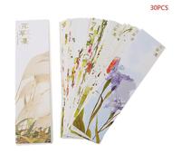 (As show, One size) 30pcs for Creative Chinese Style Paper Bookmarks Painting Cards Retro Beautiful Mixed Color