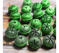 (As show, One size) 32Pcs Jingle Bells with Snowflake Cutout 1.6 Inch/ 40 mm Christmas Craft Bells for Festival Decorations (Green Bell)