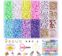 (As show, One size) 3500 PCS Pastel Clay Beads Kit for Bracelets Making, Polymer Macaron Heishi Beads for Jewelry, Friendship Bracelet Kit for Girls Adults, Spacer Letter