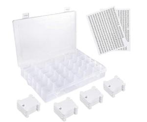 (As show, One size) 36 Grids Plastic Embroidery Floss Organizer Box & 50 Floss Bobbins & 2PCS Floss Number Stickers compatible with