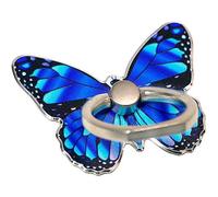 (As show, One size) 360Adjustable Mobile Phone Holder RingCute Butterfly Pattern Phone Holder Ring with Button Buckle Smartphones, iPhone1Pack Blue