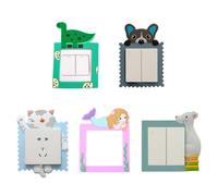 (As show, One size) 3D Cartoon Silicone Luminous Switch Sticker Glow in the Dark Decals Living Room