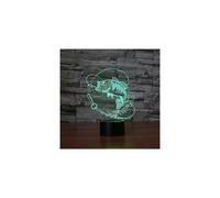 (As show, One size) 3D Fish lamp Night Light Touch Table Desk Optical Illusion Lamps 7 Color Changing Lights Home Decoration Xmas Birthday Gift