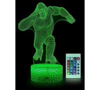 (As show, One size) 3D Gorilla Lamp Optical Illusion Night Light,16 Color Changing Night Lights/Dimmable Brightness/Remote & Touch Control