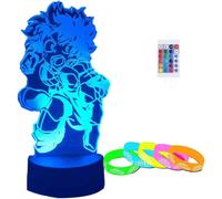 (As show, One size) 3D Illusion Lamp Led Night Light My Hero Academia Midoriya Izuku Figure with 5PCS Glow Bracelets Luminous Wristbands for Kids Bedroom Decoration Cool
