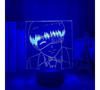 (As show, One size) 3D Illusion Lamp Night Light Child Decorative Ken Kaneki Tokyo Ghoul Anime Light for Kids Bedroom Decor Night Light Birthday Gift Manga Gadget Lamp AT